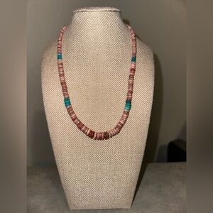 Rhodochrosite with small turquoise accents bead necklace by Jay King